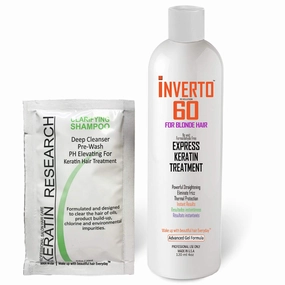 Blonde INVERTO 60 Brazilian Keratin Express Blowout Treatment Specifically Designed for blonde and Light Colored Hair Formaldehyde Free by Inverto Revolution (120ml)