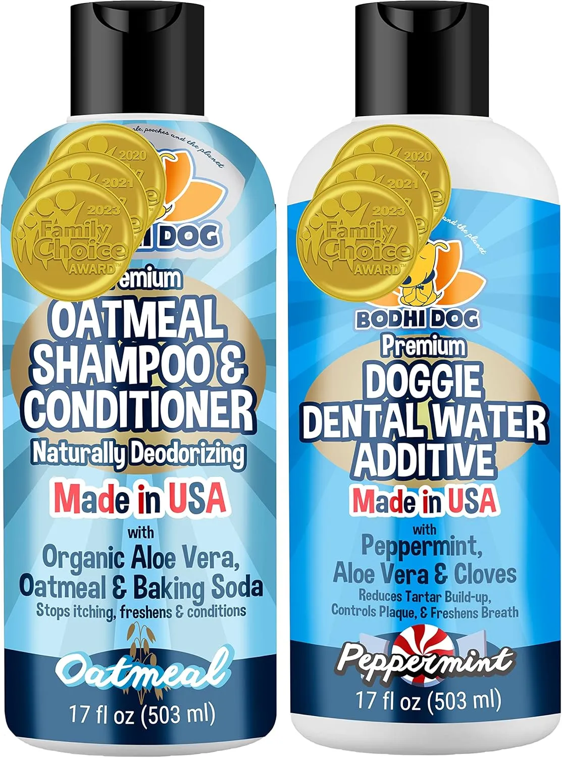 Bodhi Dog Oatmeal Shampoo 17oz   Peppermint Dental Water Bundle