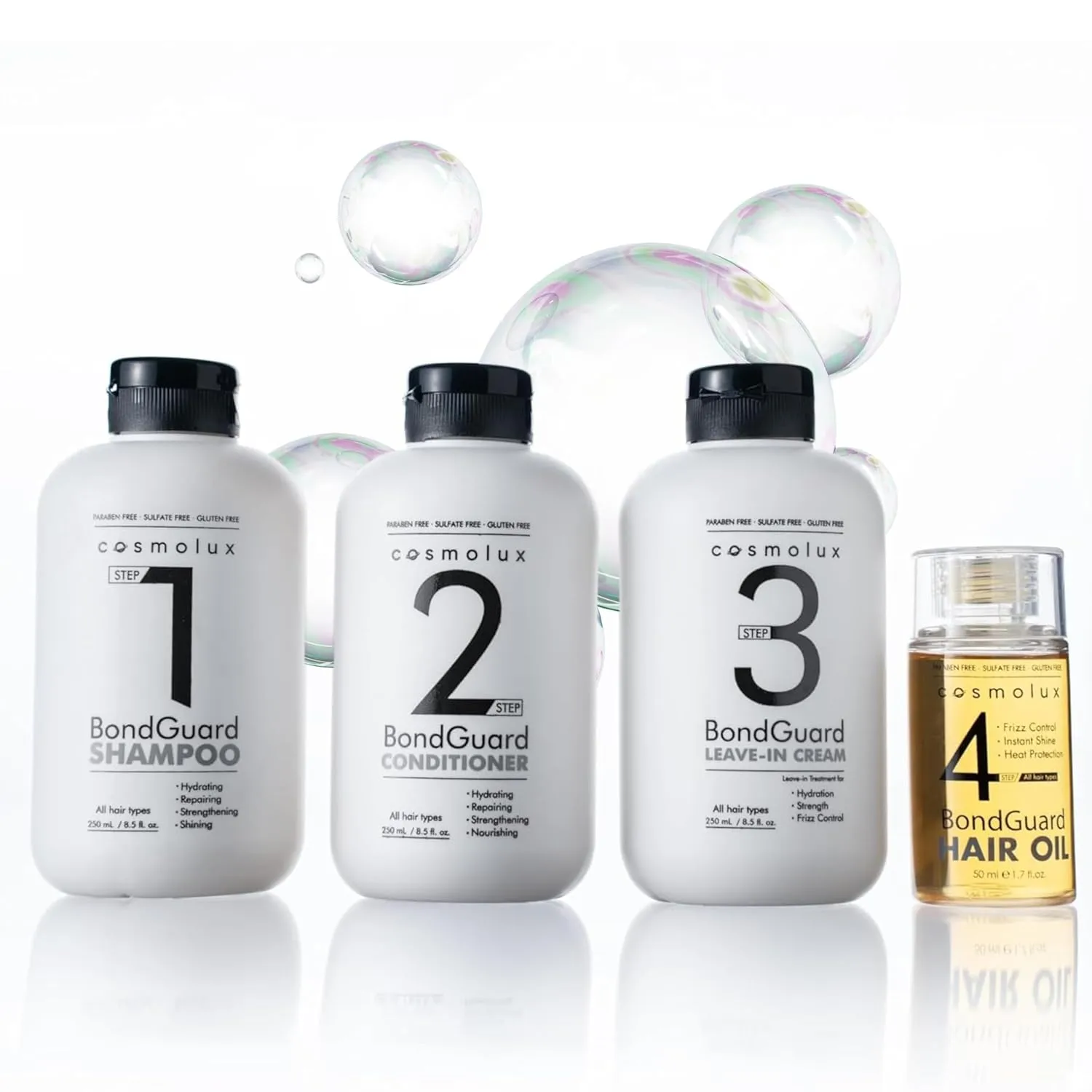 BondGuard Hair Volumizing Ultimate Set | Shampoo   Conditioner   Leave-in Cream   Heat Protectant Oil | Clarifying, Hydrating and Thickening Hair Care - Strengthens for Hair Growth Set