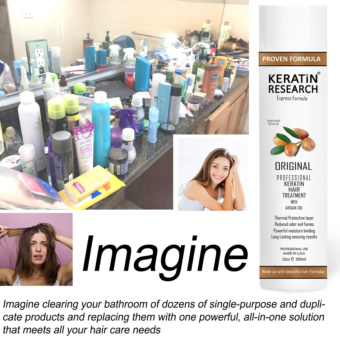 Brazilian Keratin Hair Straightening Complex (2x 120ml) - Blowout Long-Lasting Treatment with Argan Oil for Smooth, Professional Straightening Results - Keratin Research