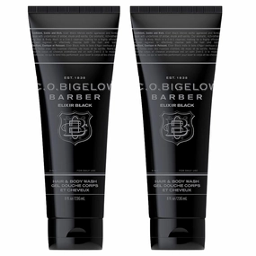 C.O. Bigelow Men's Hair and Body Wash, Elixir Black, No. 1605, 8 fl oz, Mens Body Wash & Shampoo, Musk & Vanilla Moisturizing Mens Shampoo & Body Cleanser, Pack of 2