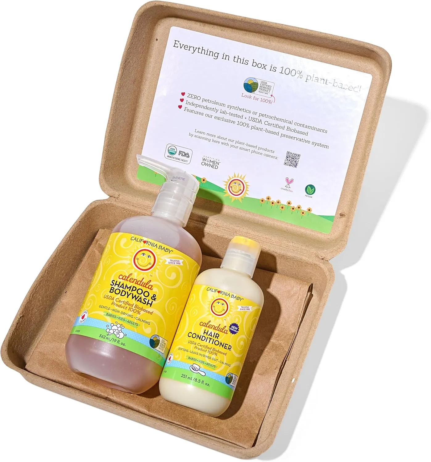 California Baby Calendula Baby Shampoo and Conditioner Set | 100% Plant-Based | 19oz Soothing Lavender Body Wash   8.5oz Lavender Conditioner |