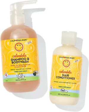California Baby Calendula Baby Shampoo and Conditioner Set | 100% Plant-Based | 19oz Soothing Lavender Body Wash   8.5oz Lavender Conditioner |