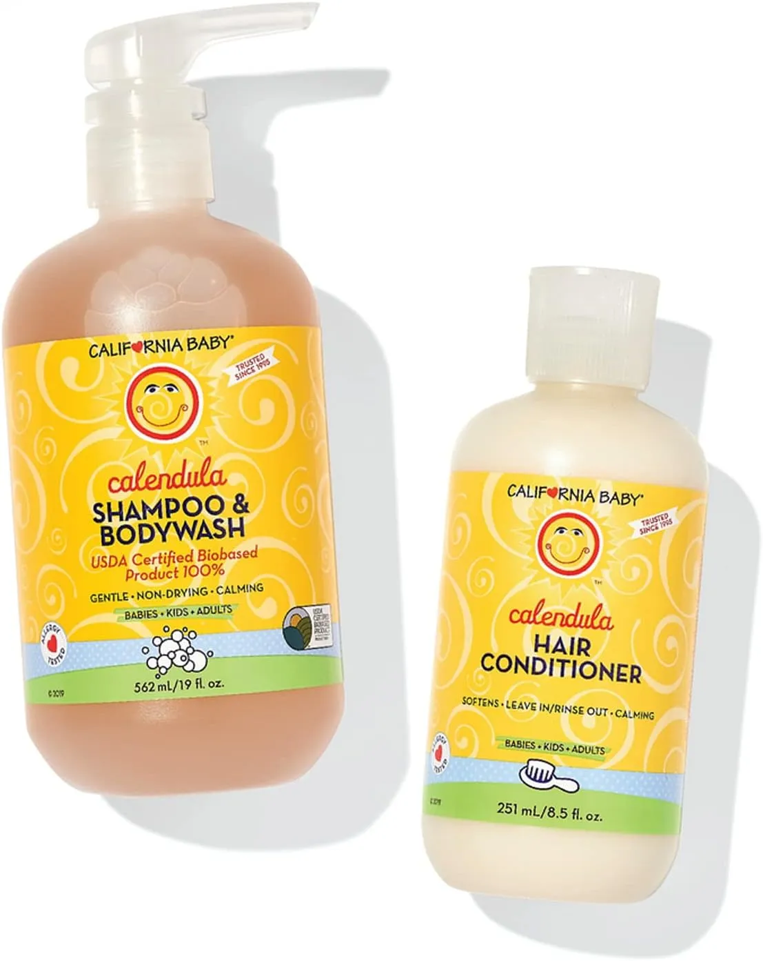 California Baby Calendula Baby Shampoo and Conditioner Set | 100% Plant-Based | 19oz Soothing Lavender Body Wash   8.5oz Lavender Conditioner |
