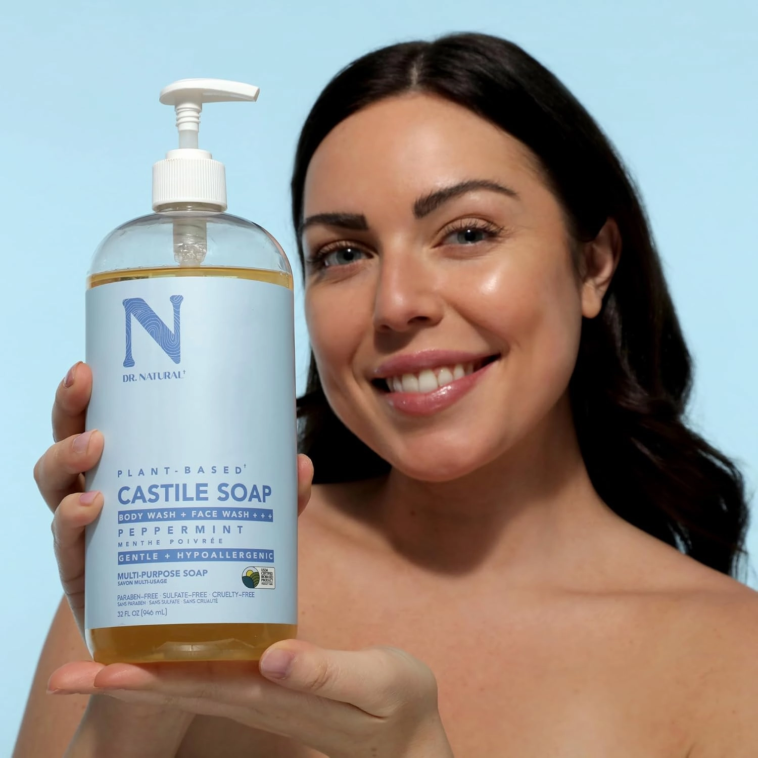 Castile Liquid Soap - Peppermint by Dr. Natural for Unisex - 32 oz Soap - Pack of 2
