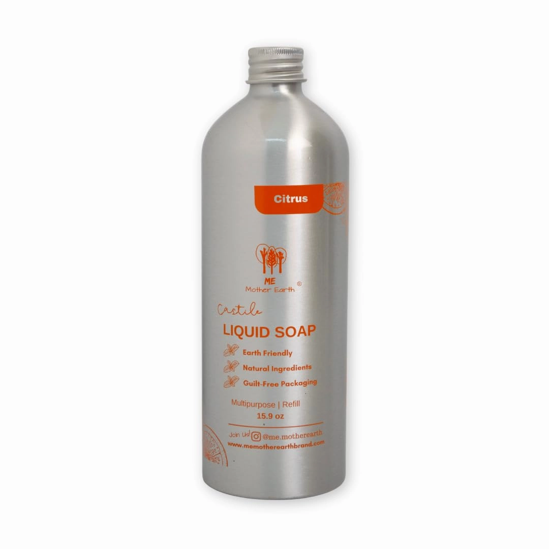 Castile Soap All-in-One Liquid Soap, 15.9 Oz - Natural, Biodegradable & Vegan, Gentle Multi-Purpose Cleaner for Body, Face, Hair & Home, Ideal for Sensitive Skin, Eco-Friendly Formula (Citrus)