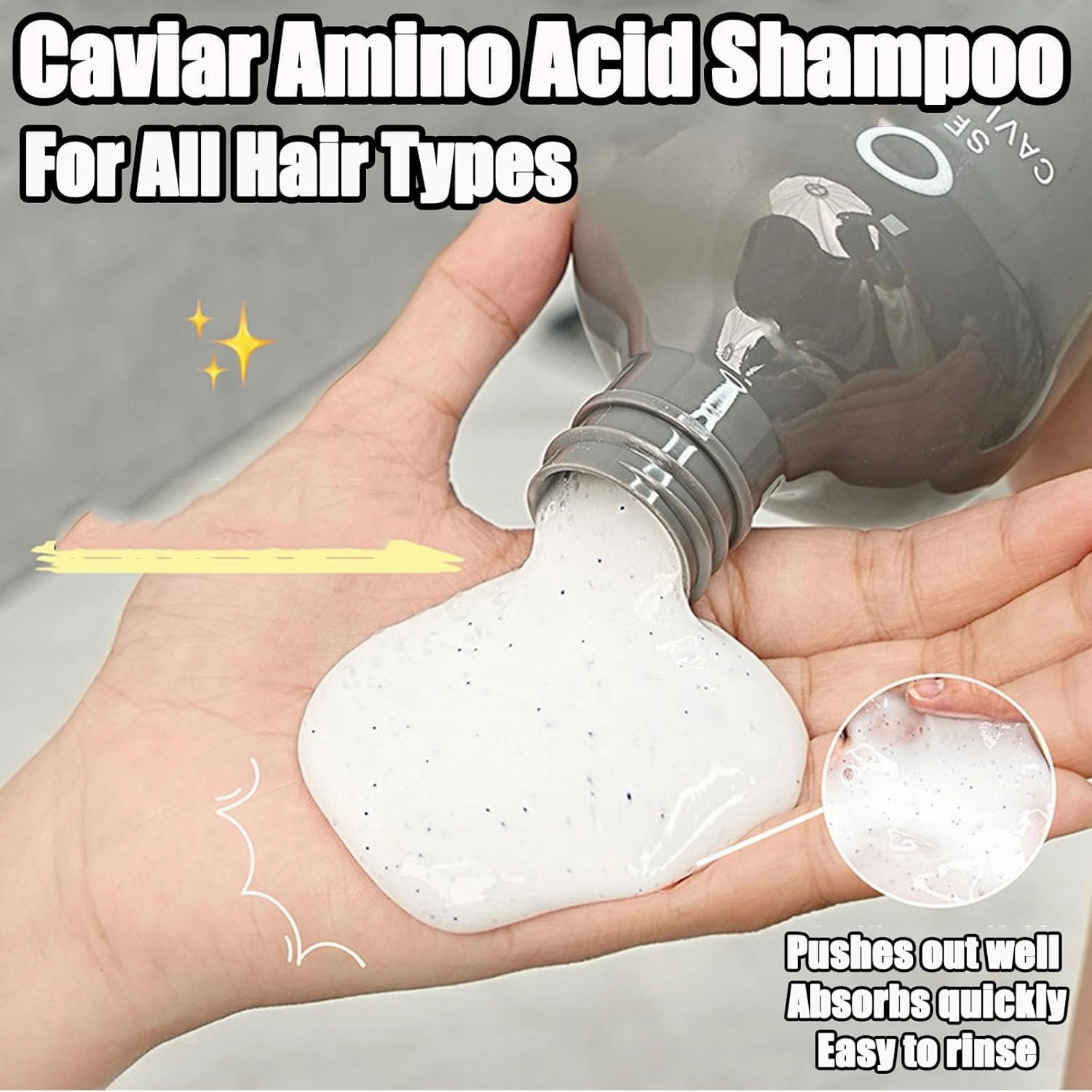 Caviar Aminos Acids Shampoo, Caviar Shampoo and Conditioner, Collagen Hair Treatment Deep Repair Condition, Shampoo Con Extracto De Caviar (Shampoo)