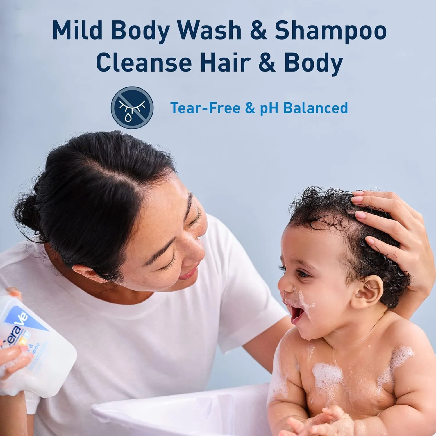 CeraVe Baby Wash & Shampoo, 2-in-1 Tear-Free for Skin Hair Fragrance, Paraben, Dye, Phthalates Sulfate Free Bath, Soap with Vitamin E 16 Ounce