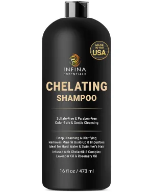 Chelating Hard Water Shampoo with Chelactik-3 & Rosemary Oil - Color Safe Metal Detox Shampoo for Build-Up & Swimmers Hair - 16 fl oz