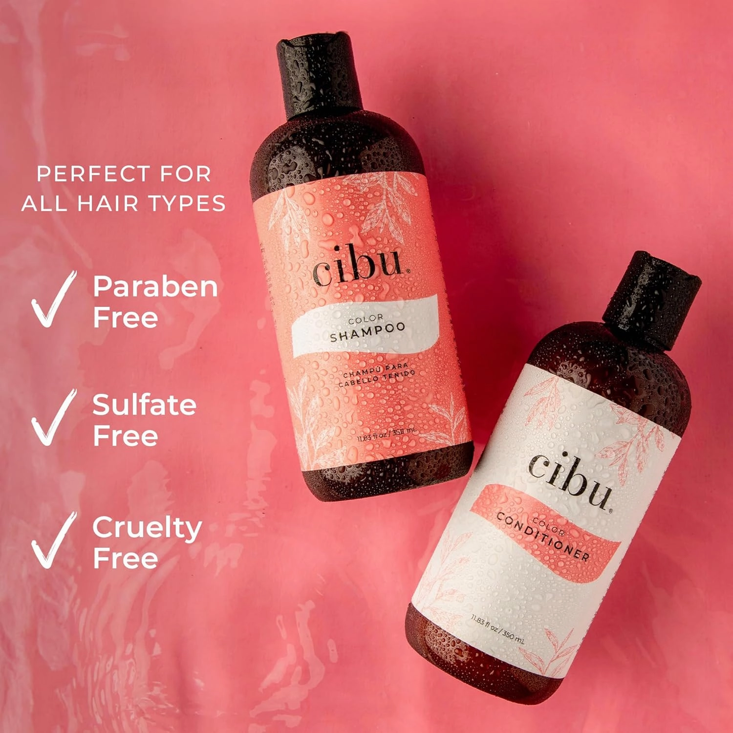 CIBU Color Shampoo 30011 For Dry, Color-Treated Hair - Gently Cleanses, Hydrates And Strengthens - Revitalize Hair and Scalp - Refreshing Scent - 11.83oz
