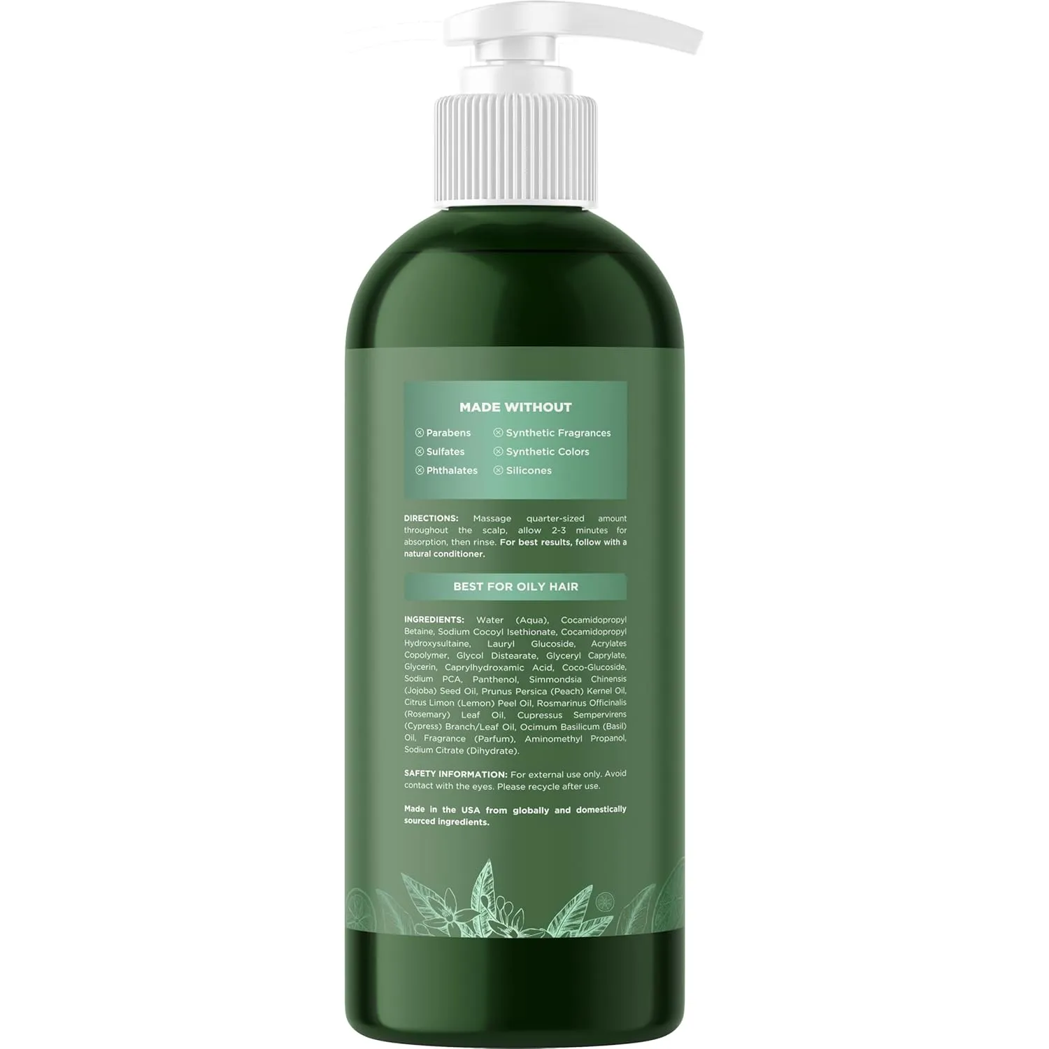 Clarifying Shampoo for Oily Hair and Scalp - Deep Cleansing Shampoo Build Up Remover with Rosemary Oil - Degrease Shampoo for Greasy Hair & Scalp - Vegan Color Safe Sulfate & Paraben Free (16 Fl Oz)