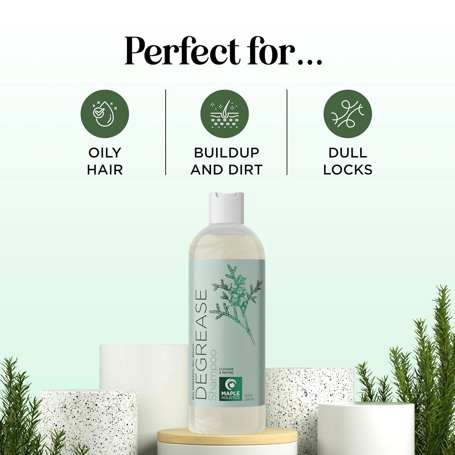 Clarifying Shampoo for Oily Hair and Scalp - Degrease Deep Cleansing Shampoo Build Up Remover with Rosemary Oil for Greasy Hair & Scalp - Vegan Color Safe Sulfate Paraben & Cruelty Free (12 Fl Oz)