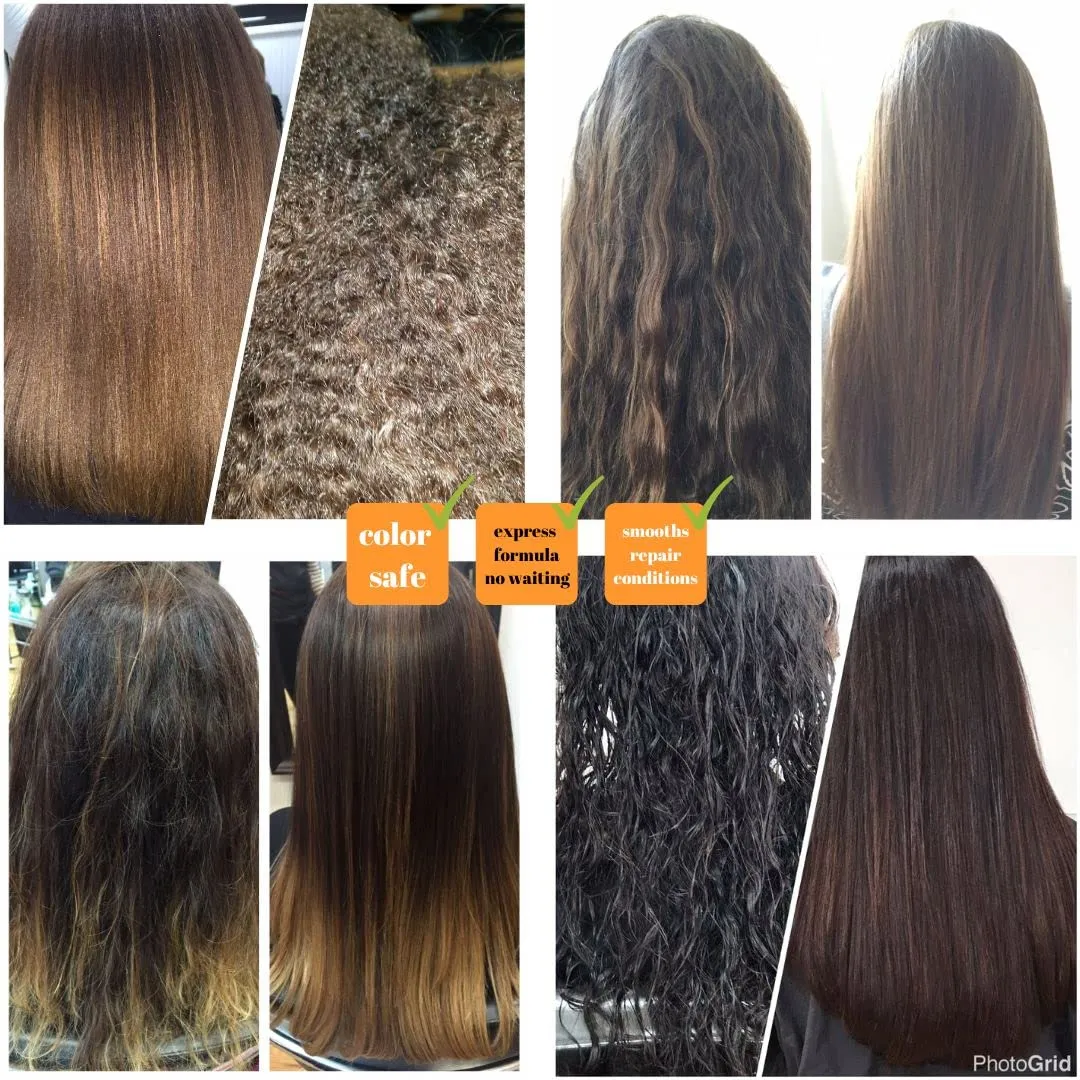 Clarifying Shampoo with Brazilian Keratin Treatment and Intensive Hair Mask KIT Tratamiento de Keratina Alisado 120ml. Packaging may vary.