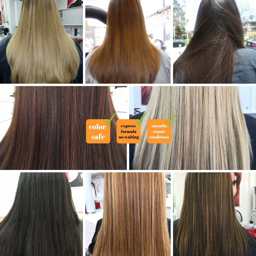 Clarifying Shampoo with Brazilian Keratin Treatment and Intensive Hair Mask KIT Tratamiento de Keratina Alisado 120ml. Packaging may vary.