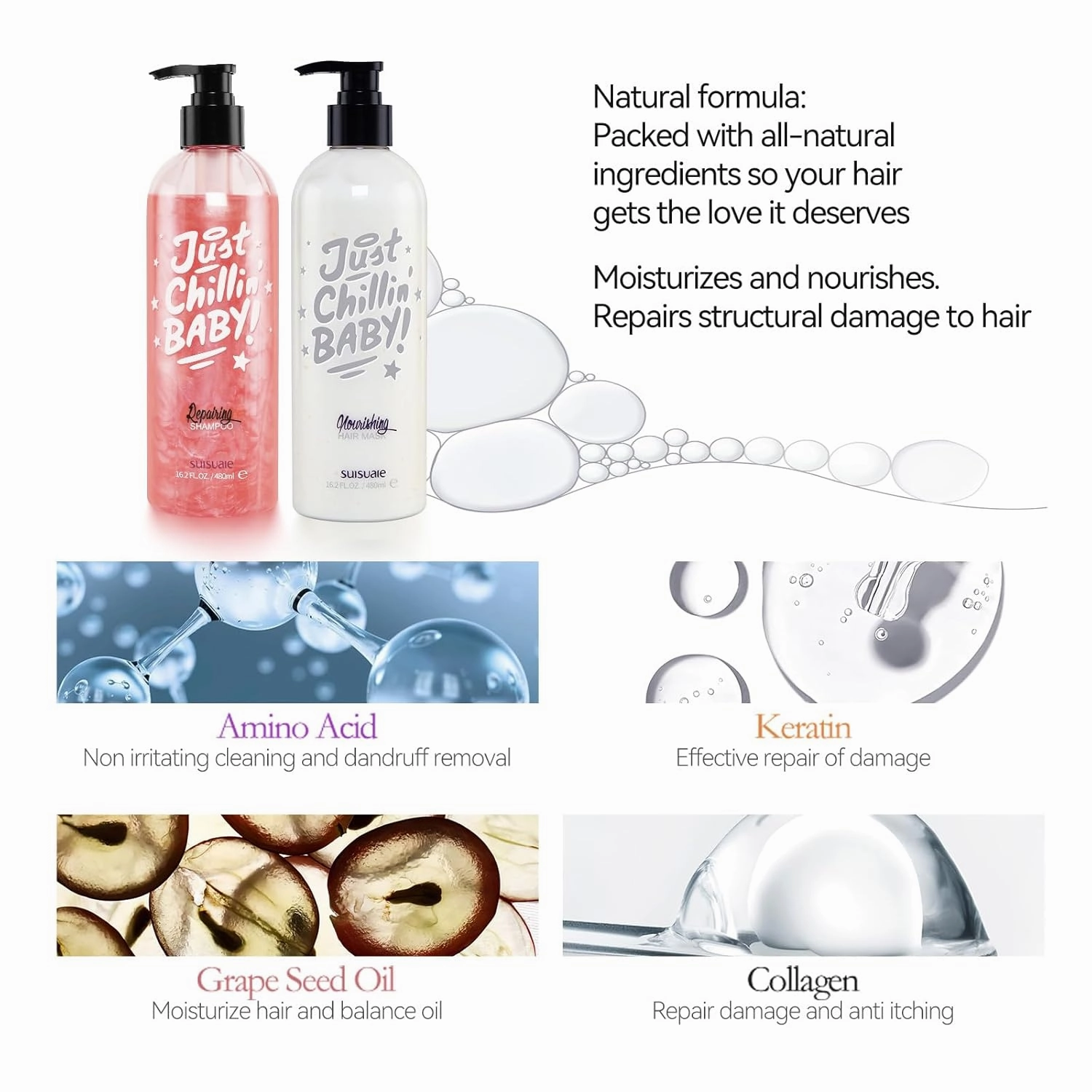 Clarifying Shampoo and Conditioner Set for Women's Oily & Greasy Hair, 32.4 Fl Oz