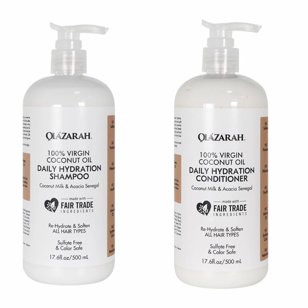 Coconut Daily Hydration Shampoo, 17 fl. oz. & OlaZarah Coconut Oil Conditioner, 17 fl. oz (combination)