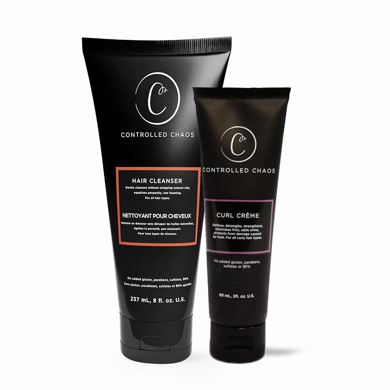 Controlled Chaos As Seen on Shark Tank Bundle Package of 3 oz Curl Defining Cream & 8 oz Hair Cleanser - Hair Products to Control Frizz & Nourish All Hair Type