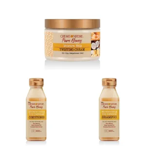 Creme of Nature Curl Cream: Pure Honey Moisture Whip, Twisting Cream with Coconut and Shea Butter, Conditioner, and Dry Defense Shampoo for Curly, Damaged Hair