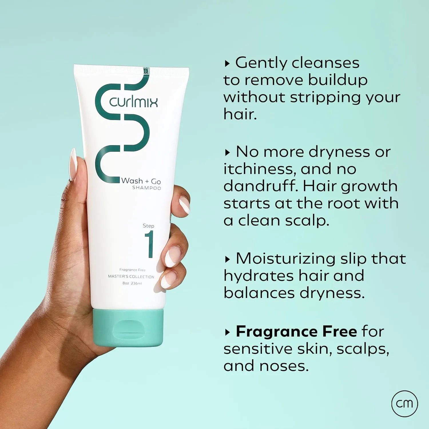 CurlMix Wash & Go Shampoo for Curly Hair - Deep Cleansing Shampoo Removes Buildup - Fragrance-Free
