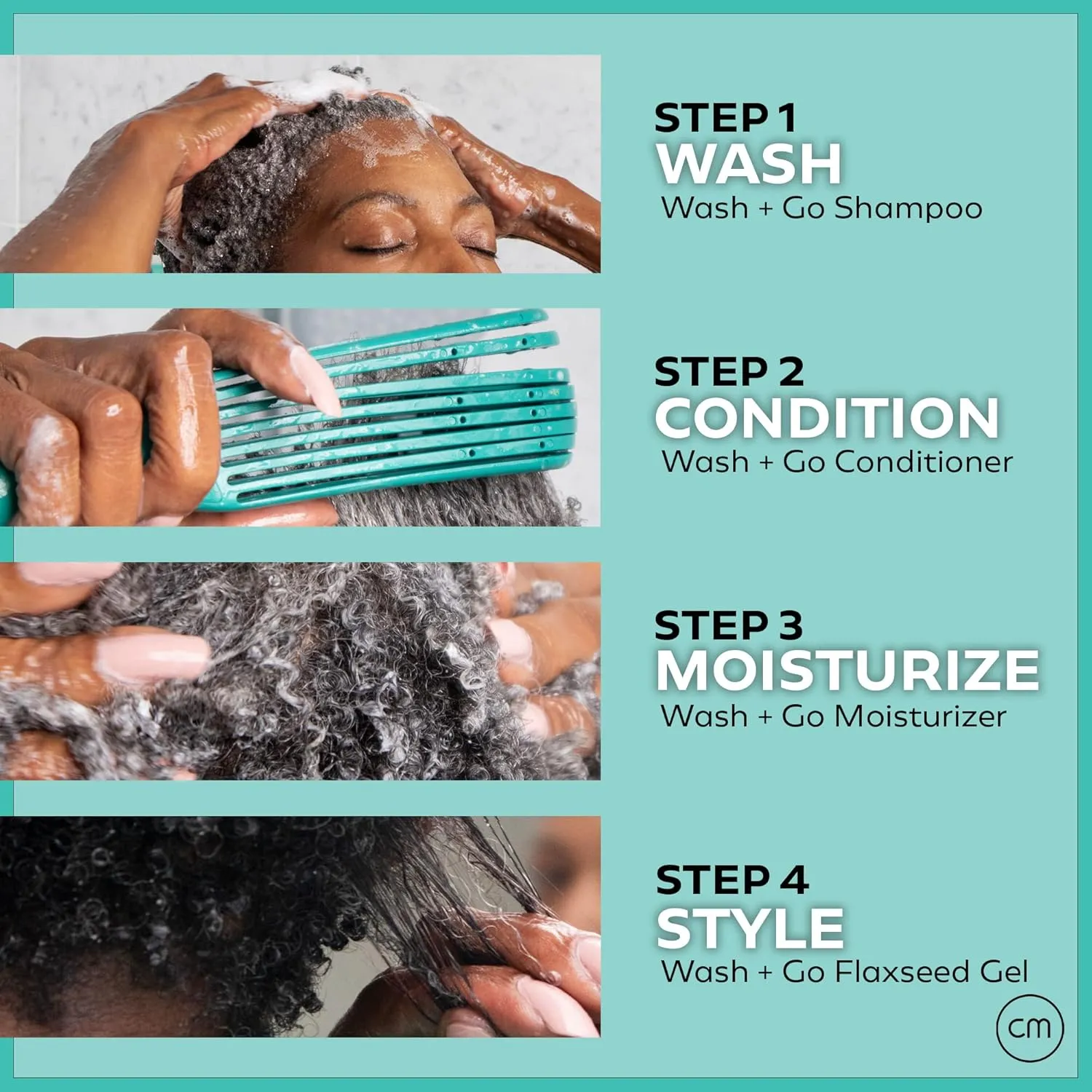 CurlMix Wash & Go System - Travel Size Sample Curly Hair Shampoo & Conditioner Set with Hydrating Moisturizer & Softening Flaxseed Gel - Medium Hold