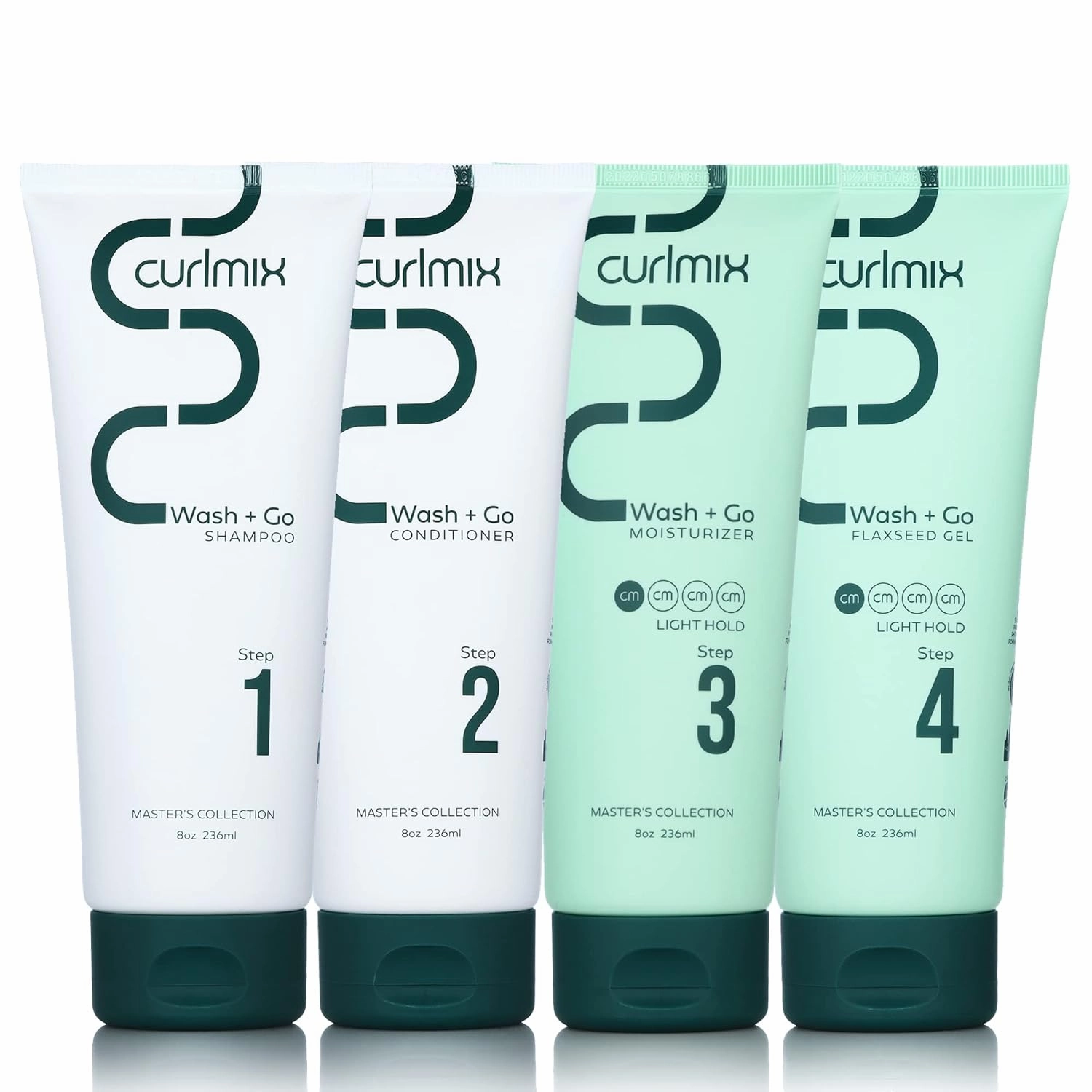 CurlMix Wash & Go System - Curly Hair Shampoo & Conditioner Set with Hydrating Moisturizer & Softening Flaxseed Gel - Light Hold