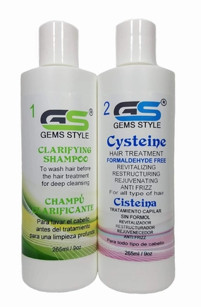 Cysteine Hair Treatment - Professional Blowout Straightening for Blonde Hair, 9oz (265ml) - Formaldehyde Free, Plus FREE Clarifying Shampoo