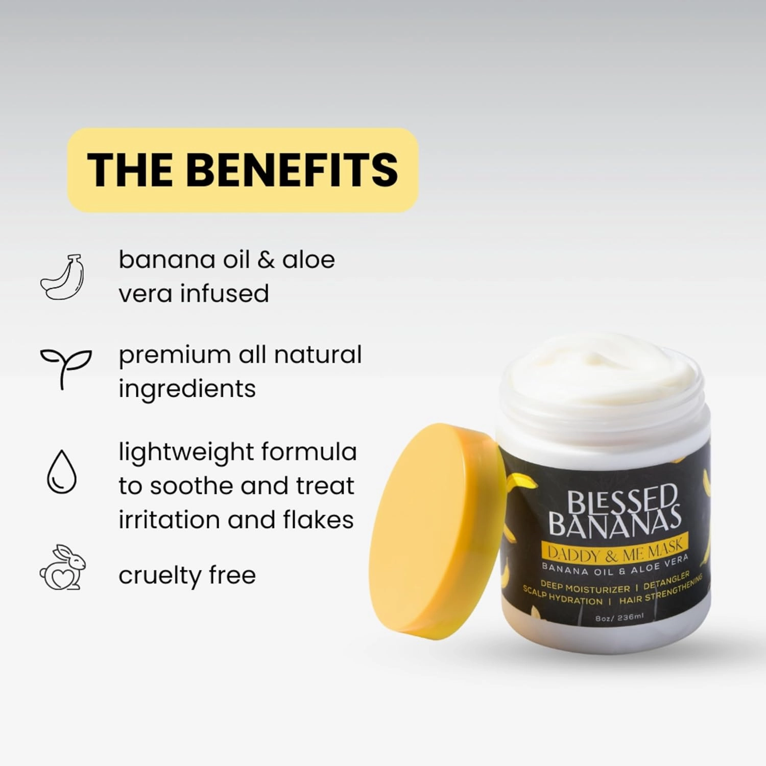 Daddy & Me Mask - 8oz Banana Oil & Aloe Vera - Hair Hydration, Hair Strengthening, Scalp Hydration, Deep Moisturizer, Detangler - 1 Count