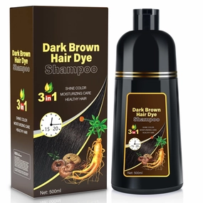 Dark Brown Hair Dye Shampoo 3 IN 1, Hair Color Shampoo for Gray Hair Coverage for Women Men, Natural Herbal Formula with Ammonia-free Ingredients, Lasts up to 30 Days (16.9 Fl Oz)