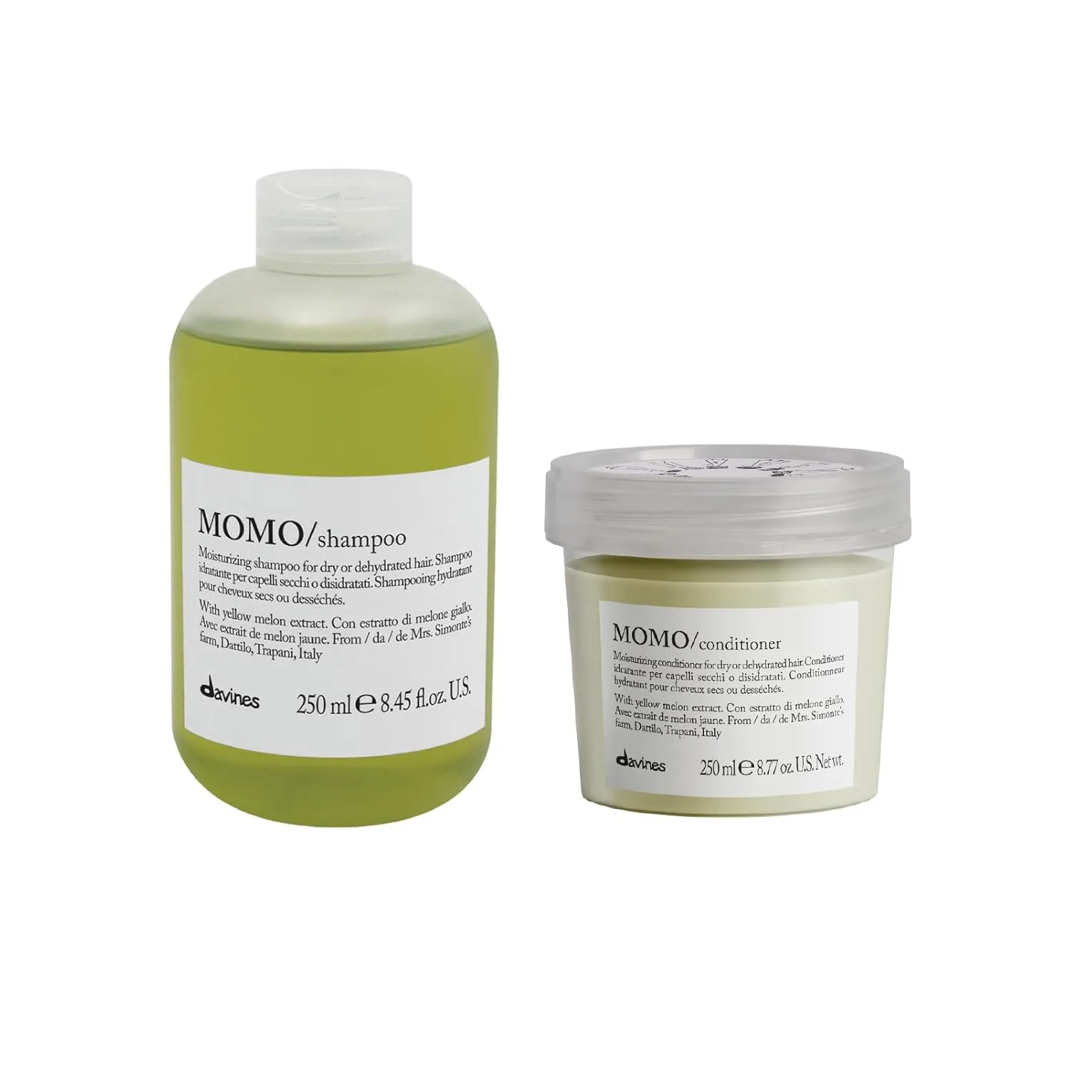 Davines MOMO Shampoo, Gentle Moisturizing Cleanser For Dry And Dehydrated Hair, Add Softness And Shine