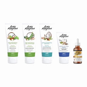 Deep Moisturizing Haircare Curl Set - Shampoo, Conditioner, Serum, Leave-in Conditioner and Curl Cream - With Shea Butter and Coconut - Strengthens and Protects Curls - 5 pc