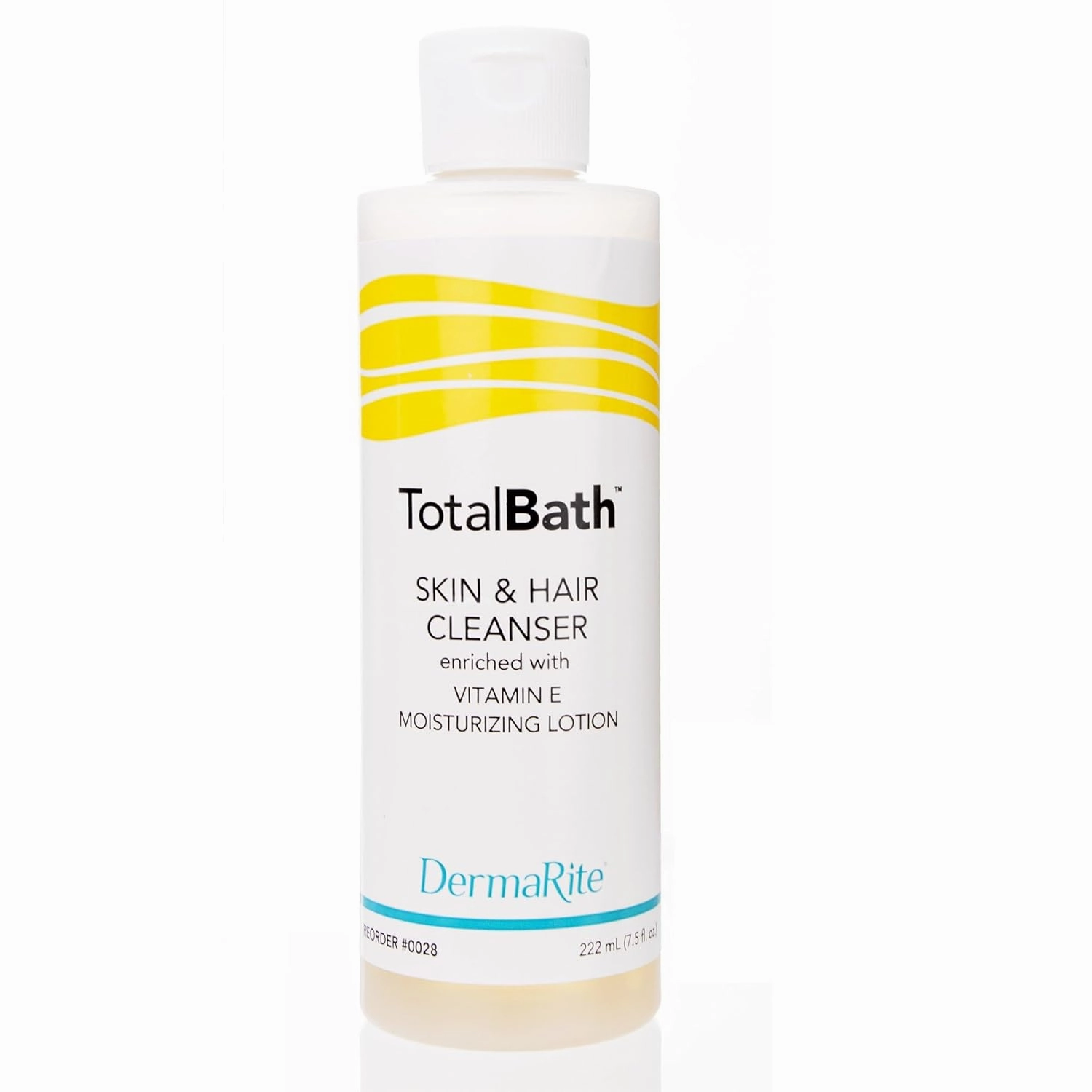 DermaRite TotalBath Skin & Hair Cleanser, Enriched with Vitamin E Moisturizing Lotion - Shampoo and Full Body Wash - 7.5 oz., 48 Count