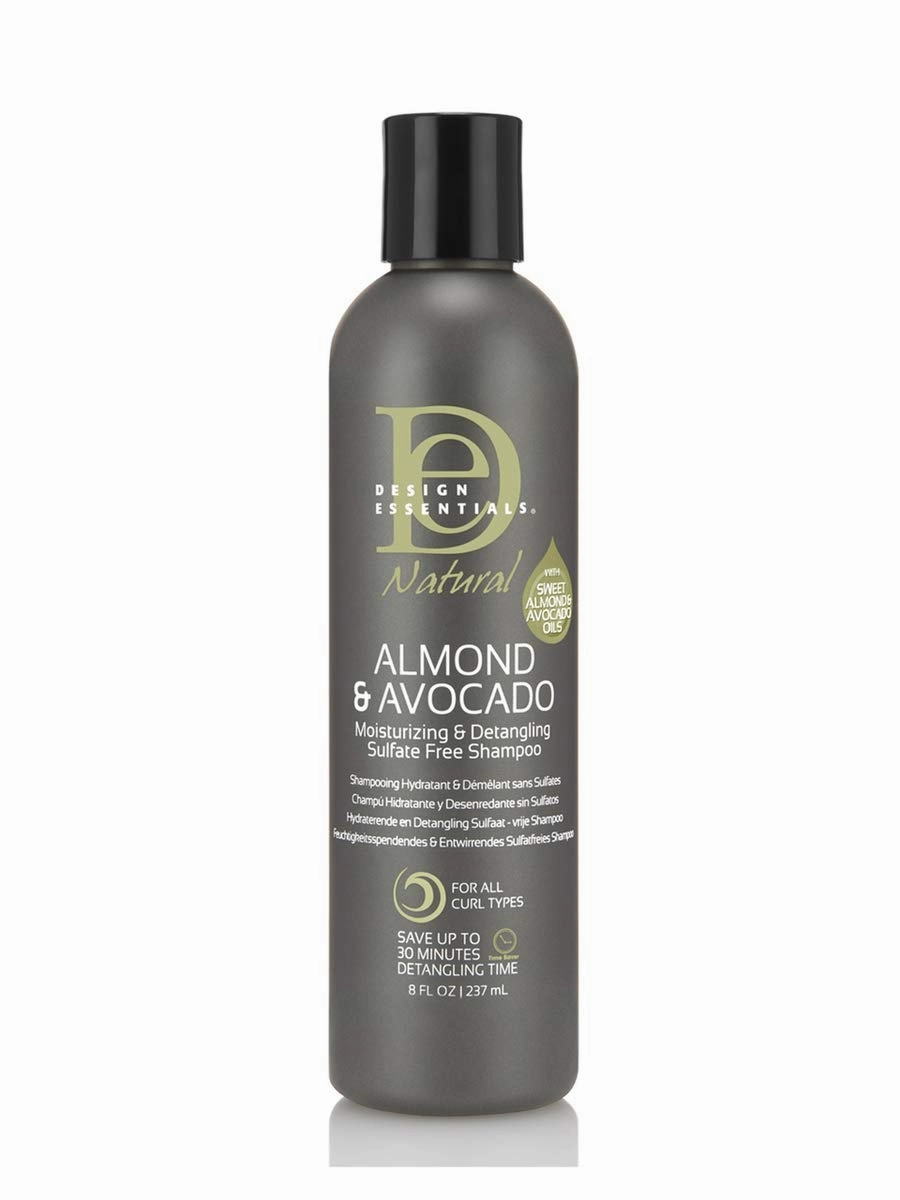 Design Essentials Moisturizing and Detangling Sulfate and Free Shampoo, Almond and Avocado Collection, 12 Ounces