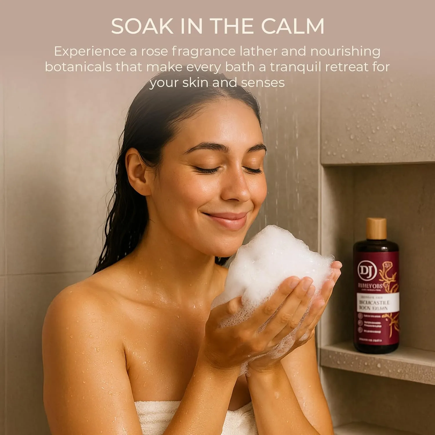 Dr. Jacobs Naturals Castile Rose All-Natural Body Wash for Moisturizing Dry and Sensitive Skin Shampoo with Plant-Based Ingredients Gluten, Preservatives-Free Formula with Pump - 32 Ounce