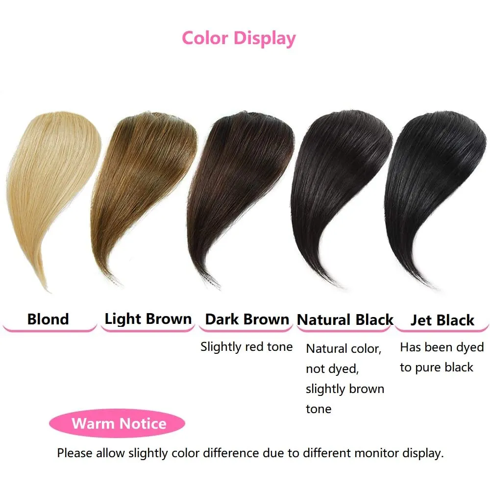 Dsoar Side Bangs Clip in Real Human Hair Bang Natural Clip on Side Bangs Straight Fringe Hair Extensions(Blonde/613#)