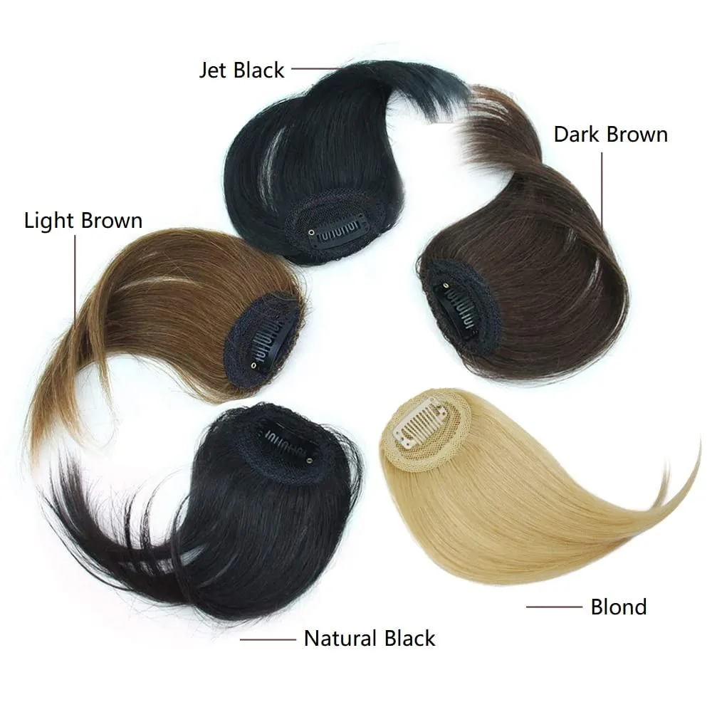 Dsoar Side Bangs Clip in Real Human Hair Bang Natural Clip on Side Bangs Straight Fringe Hair Extensions(Blonde/613#)