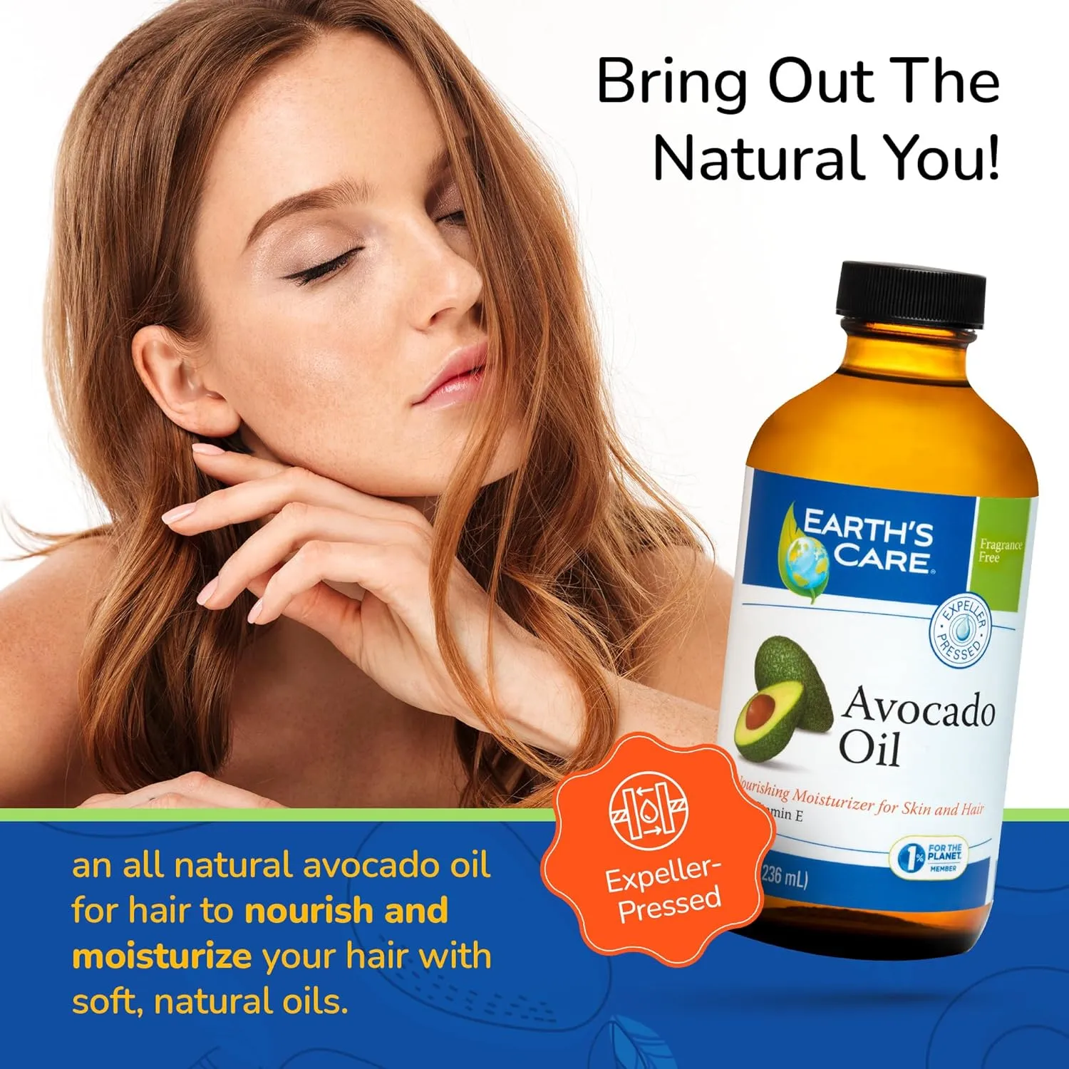 Earth’s Care Avocado Oil - Avocado Oil for Hair and Skin with Vitamin E - 8 Fl OZ - (2/pk)