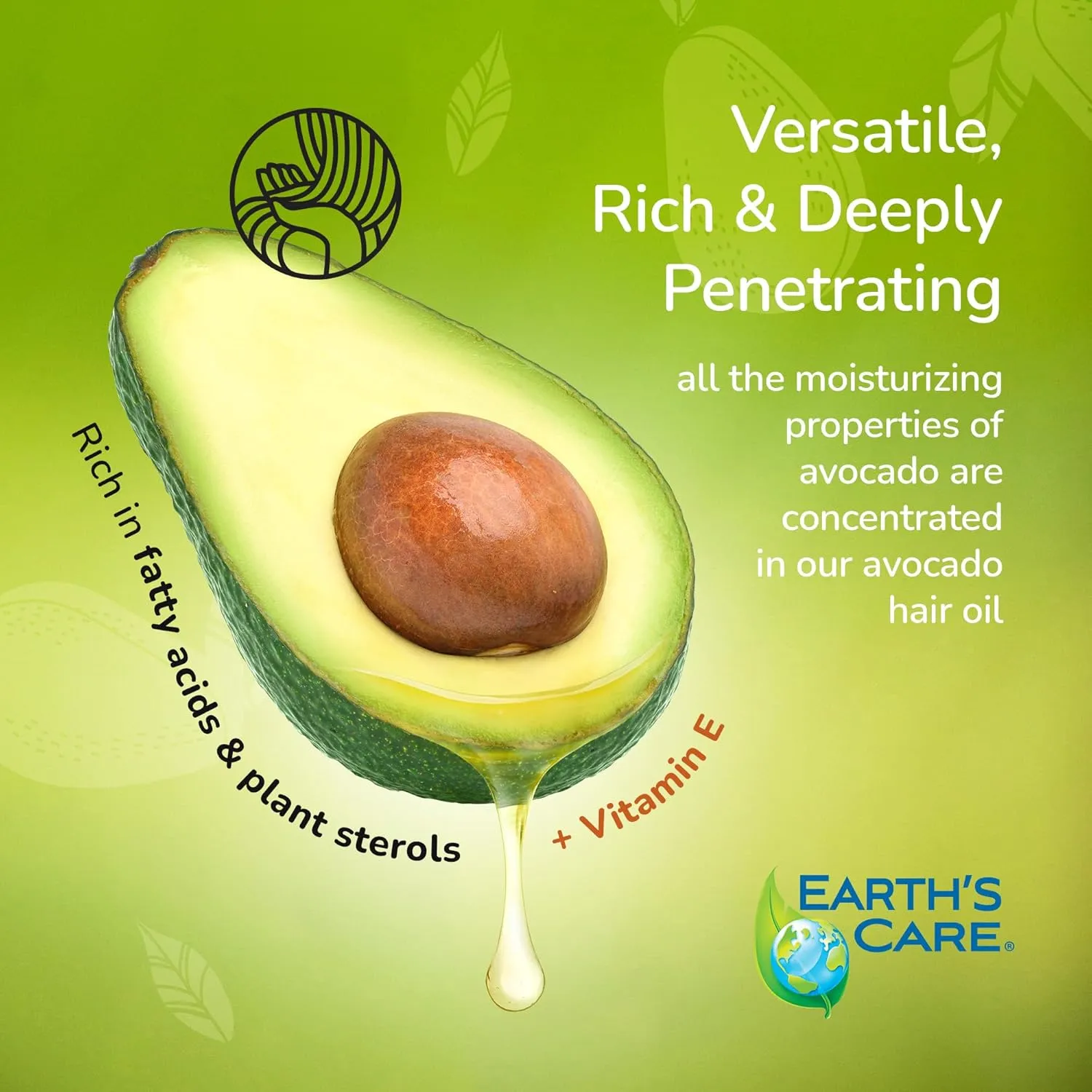 Earth’s Care Avocado Oil - Avocado Oil for Hair and Skin with Vitamin E - 8 Fl OZ - (2/pk)