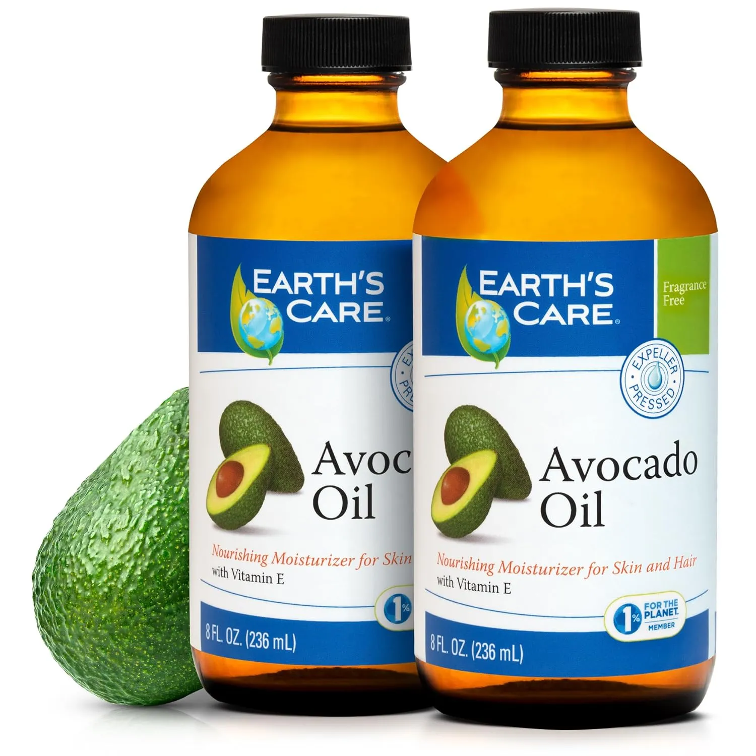 Earth’s Care Avocado Oil - Avocado Oil for Hair and Skin with Vitamin E - 8 Fl OZ - (2/pk)