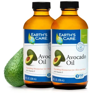 Earth’s Care Avocado Oil - Avocado Oil for Hair and Skin with Vitamin E - 8 Fl OZ - (2/pk)