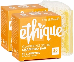 Ethique St Clements Clarifying Solid Shampoo Bar for Oily Hair - Plastic-Free, Vegan, Cruelty-Free, Eco-Friendly, 3.88 oz (Pack of 2)