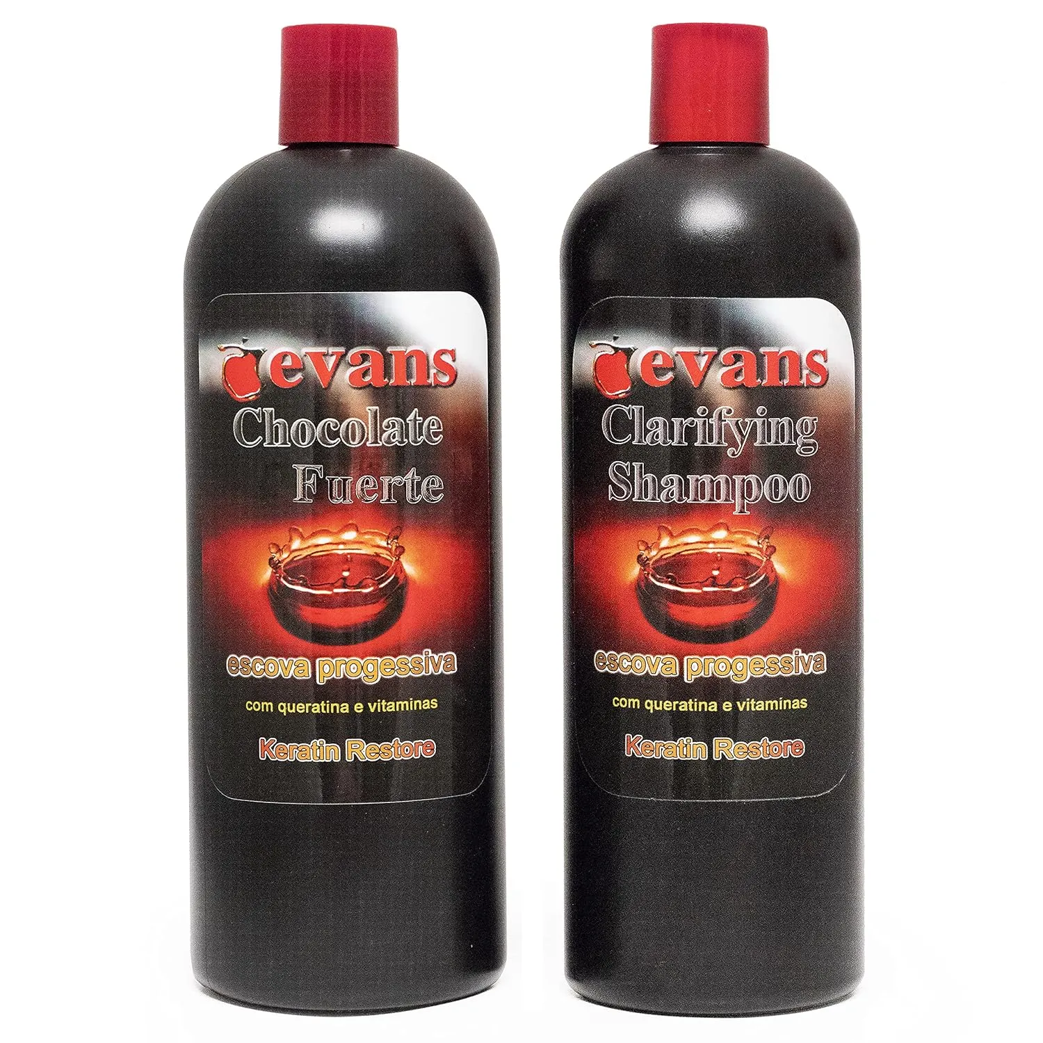 evans COMBO PACK Brazilian Keratin Hair Smoothing Treatment Blowout Straightening System – Strong 32 fl oz   Clarifying Shampoo 32 fl oz