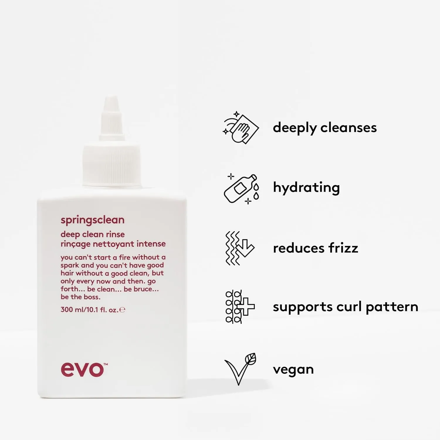 EVO Springsclean Shampoo - Deep Cleansing & Gentle Moisturizing - For Natural Shiny Soft Curly & Wavy Hair