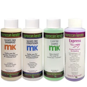 Express Straightening Smoothing Hair Treatment System Formaldehyde Free No-Wait Formula Instant Results 120ml Set with Clarifying Shampoo, Sulfate-Free Shampoo and Conditioner
