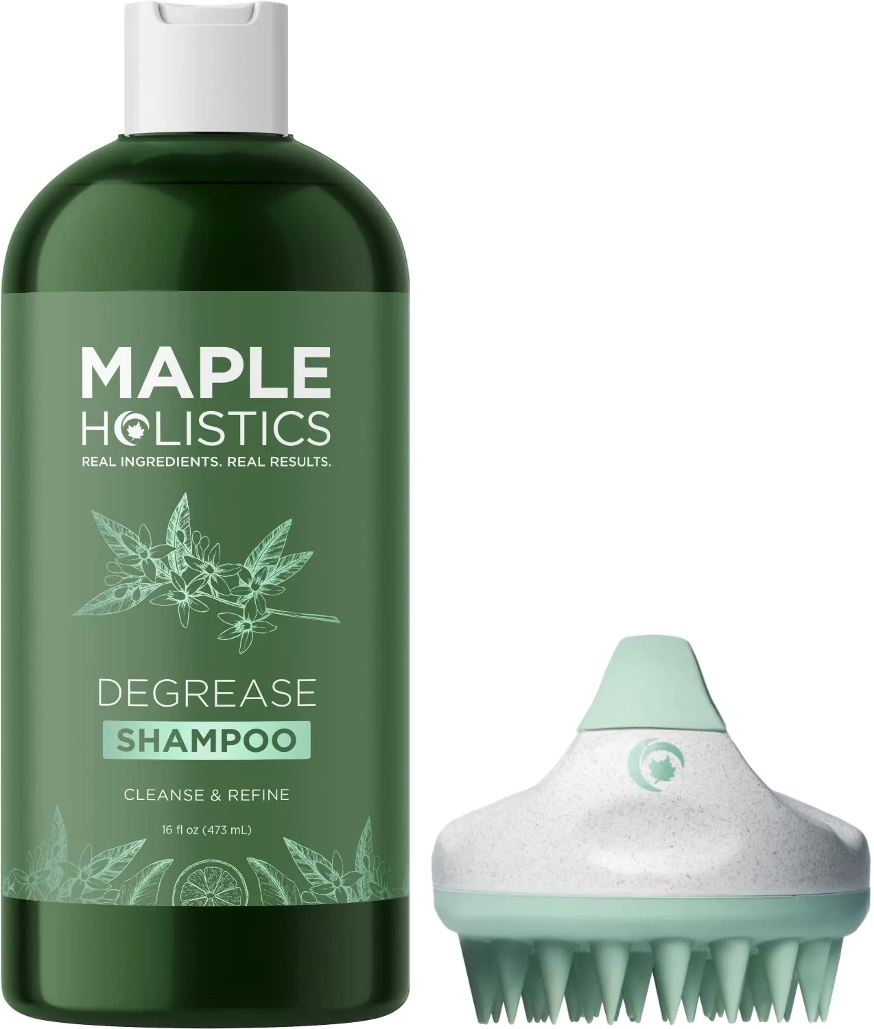 Extra Clarifying Shampoo and Scalp Scrubber - Sulfate Free Cleansing Shampoo for Oily Hair Care with Hair Shampoo Brush and Scalp Exfoliator Made with Recycled Wheat Straw and Soft Silicone 16oz