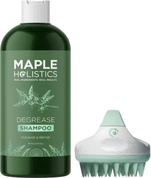 Extra Clarifying Shampoo and Scalp Scrubber - Sulfate Free Cleansing Shampoo for Oily Hair Care with Hair Shampoo Brush and Scalp Exfoliator Made with Recycled Wheat Straw and Soft Silicone 16oz