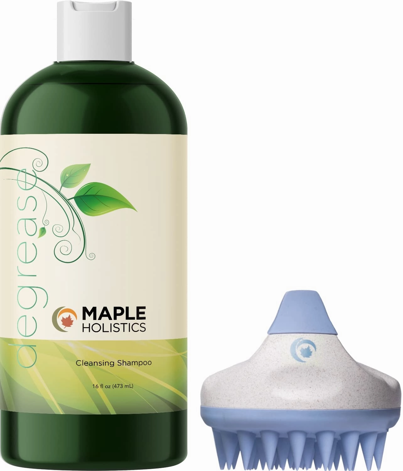 Extra Clarifying Shampoo and Scalp Scrubber - Sulfate Free Cleansing Shampoo for Oily Hair Care with Hair Shampoo Brush and Scalp Exfoliator Made with Recycled Wheat Straw and Soft Silicone 16 fl oz