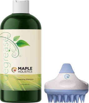 Extra Clarifying Shampoo and Scalp Scrubber - Sulfate Free Cleansing Shampoo for Oily Hair Care with Hair Shampoo Brush and Scalp Exfoliator Made with Recycled Wheat Straw and Soft Silicone 16 fl oz