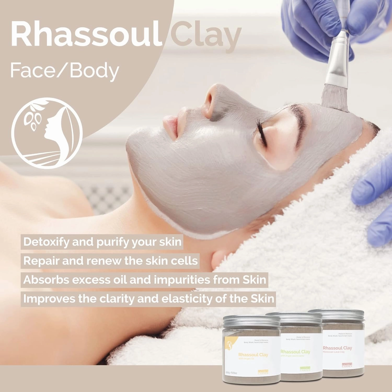Fatima's Garden Rhassoul with Prickly Pear - Hydrating Face & Hair Mask, 250g