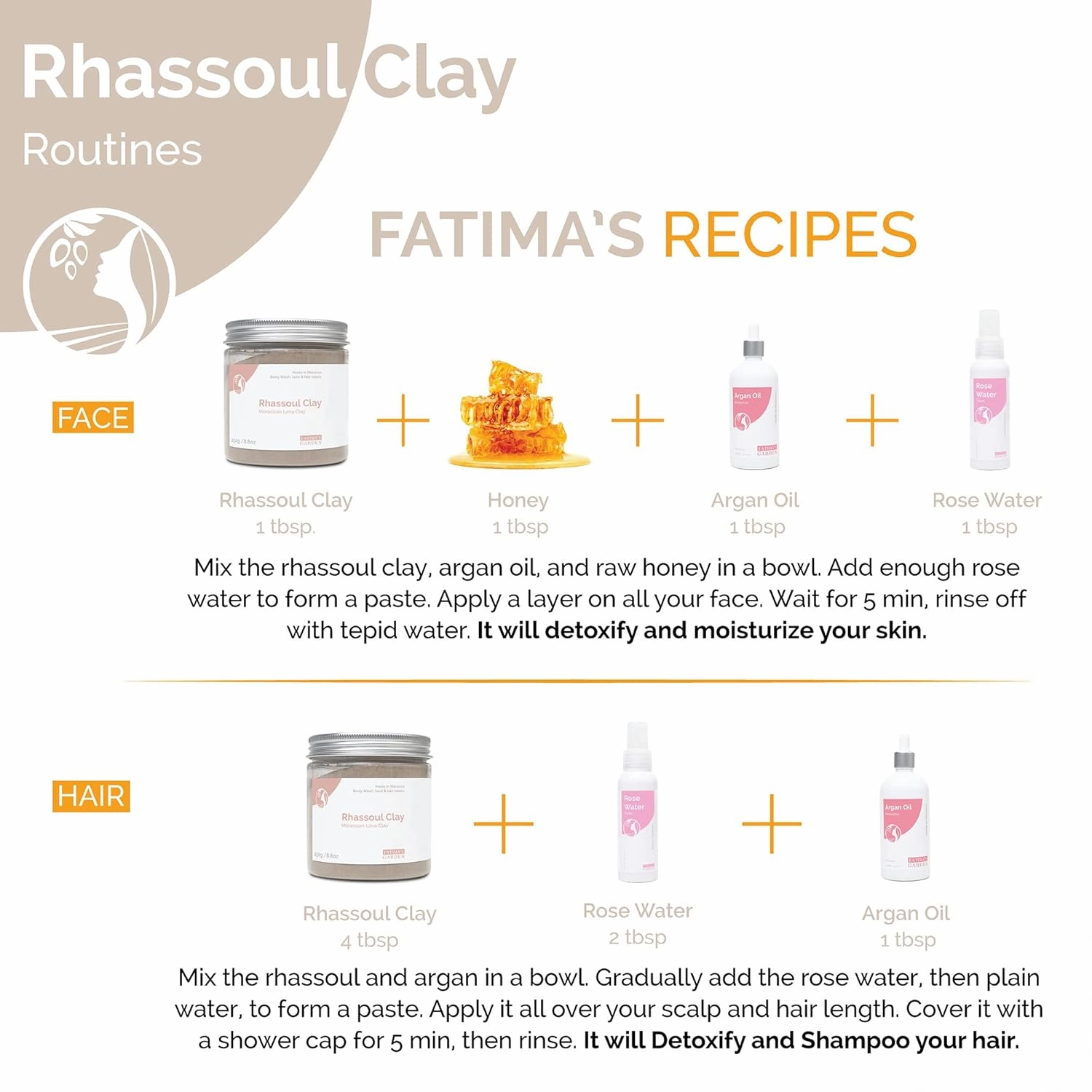Fatima's Garden Rhassoul with Prickly Pear - Hydrating Face & Hair Mask, 250g