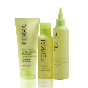 FEKKAI Apple Cider Detox Beat the Build-Up: 3 Step System Bundle - Includes Shampoo (2 oz)   Clarifying Scrub (7.5 oz)   Rinse (2 oz) - Free of Sulfates, Parabens, Phthalates - Vegan, Cruelty-Free